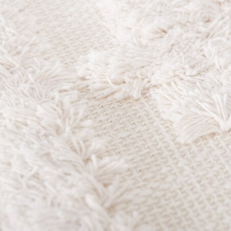 Ławka tapicerowana boho KADI z drewnianymi nogami, 60 x 32 x 41 cm