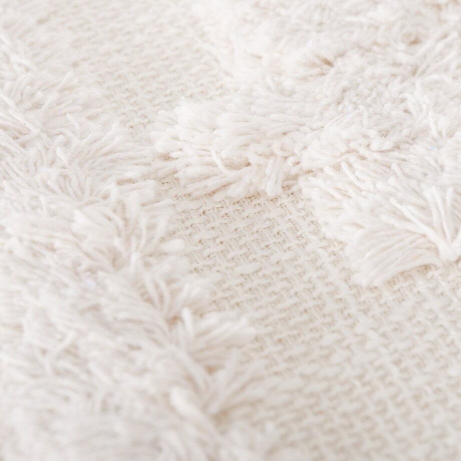 Ławka tapicerowana boho KADI z drewnianymi nogami, 60 x 32 x 41 cm