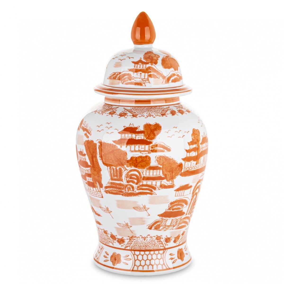 Amfora pojemnik z pokrywą 49x25 cm AMALA pomarańczowa