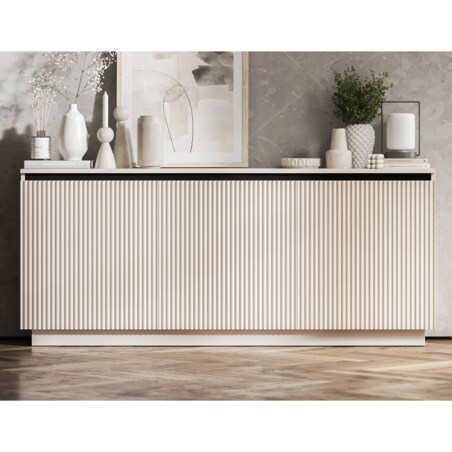 Komoda Glamour Nowoczesna Szafka RTV Kaszmir MAT ryflowane fronty 166,8 cm