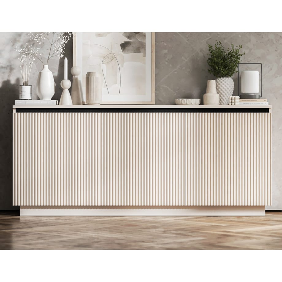 Komoda Glamour Nowoczesna Szafka RTV Kaszmir MAT ryflowane fronty 166,8 cm