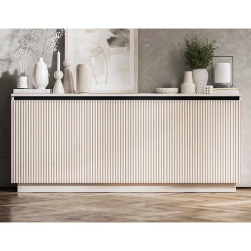 Komoda Glamour Nowoczesna Szafka RTV Kaszmir MAT ryflowane fronty 166,8 cm