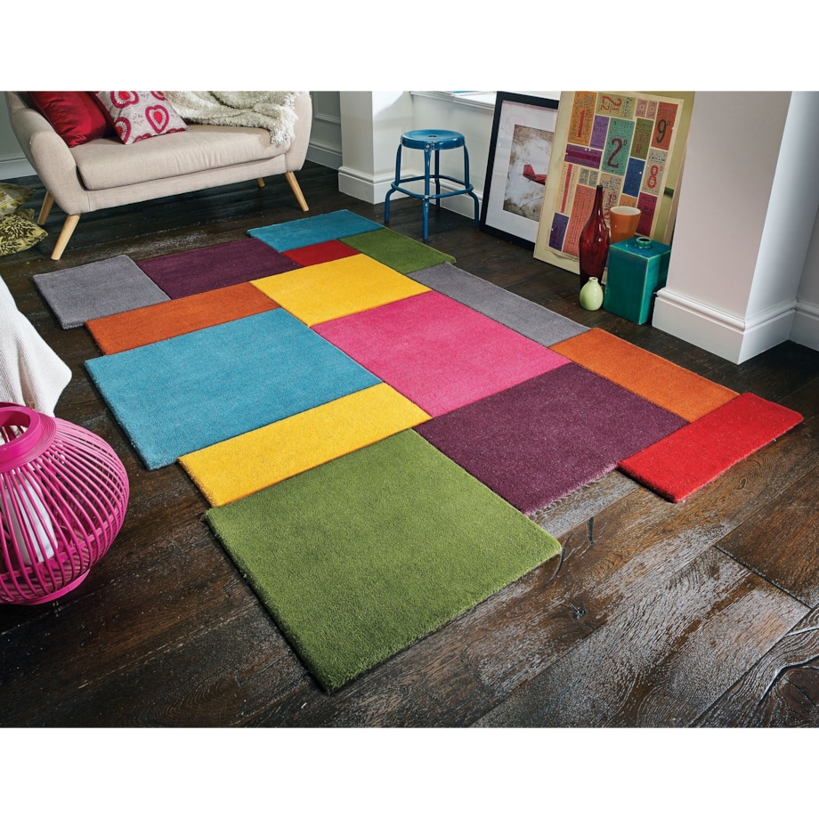 Dywan Wełniany Abstract Collage Wielokolorowy 66x300