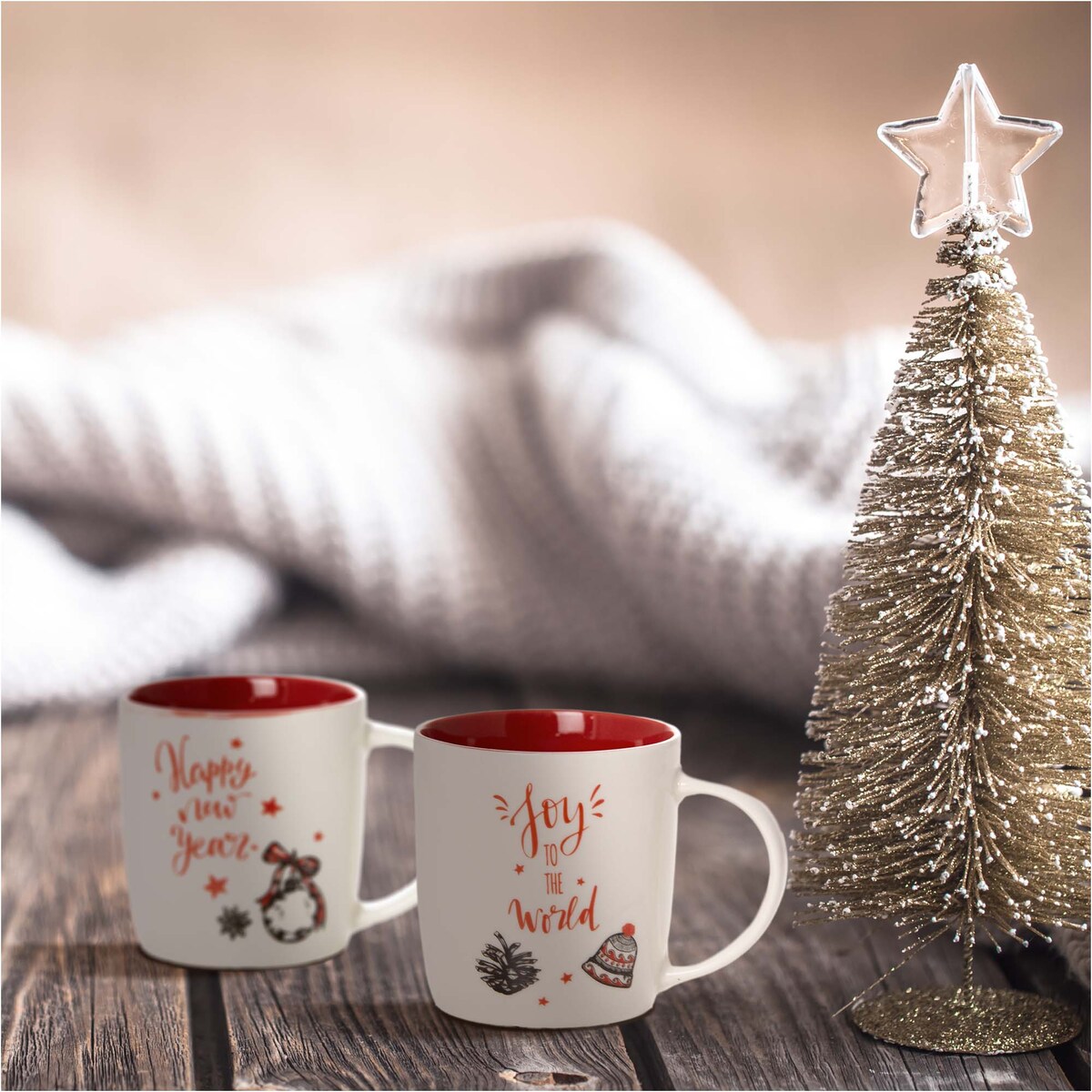 Kubek Świąteczny 370 Ml Boże Narodzenie Zestaw 4 Szt. Na Prezent Ceramiczny