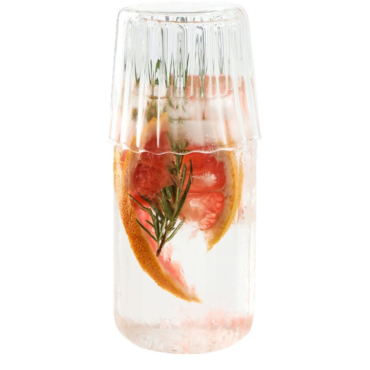 Karafka z falowanymi ściankami 600ml i pokrywką- szklanką 200 ml KARR02