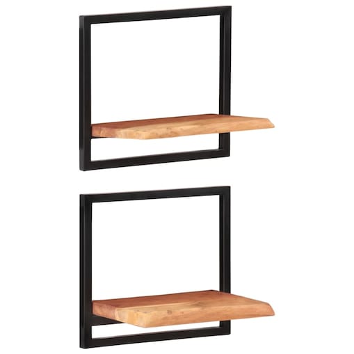vidaXL Półki ścienne, 2 szt., 40x24x35 cm, lite drewno akacjowe i stal
