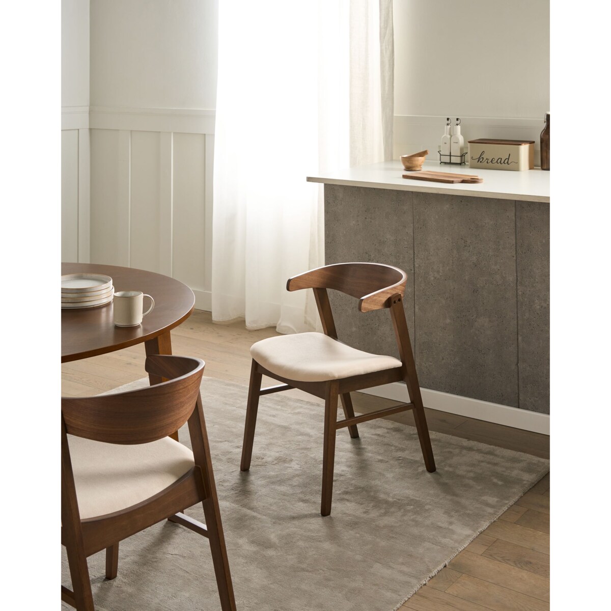 Zestaw 2 krzeseł do jadalni LILLY Złamana biel/ ciemny brąz