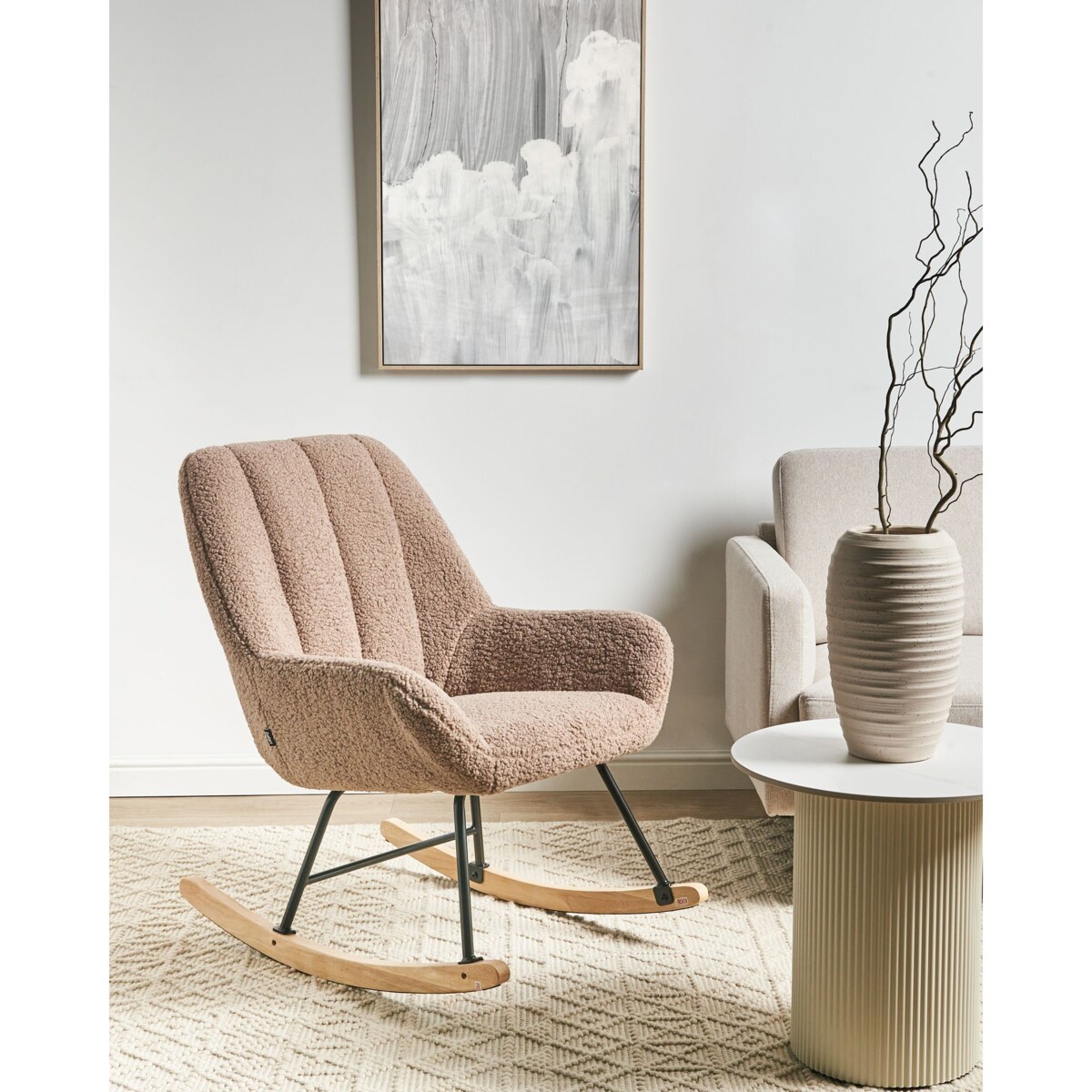 Fotel bujany KINNO Boucle Beżowy