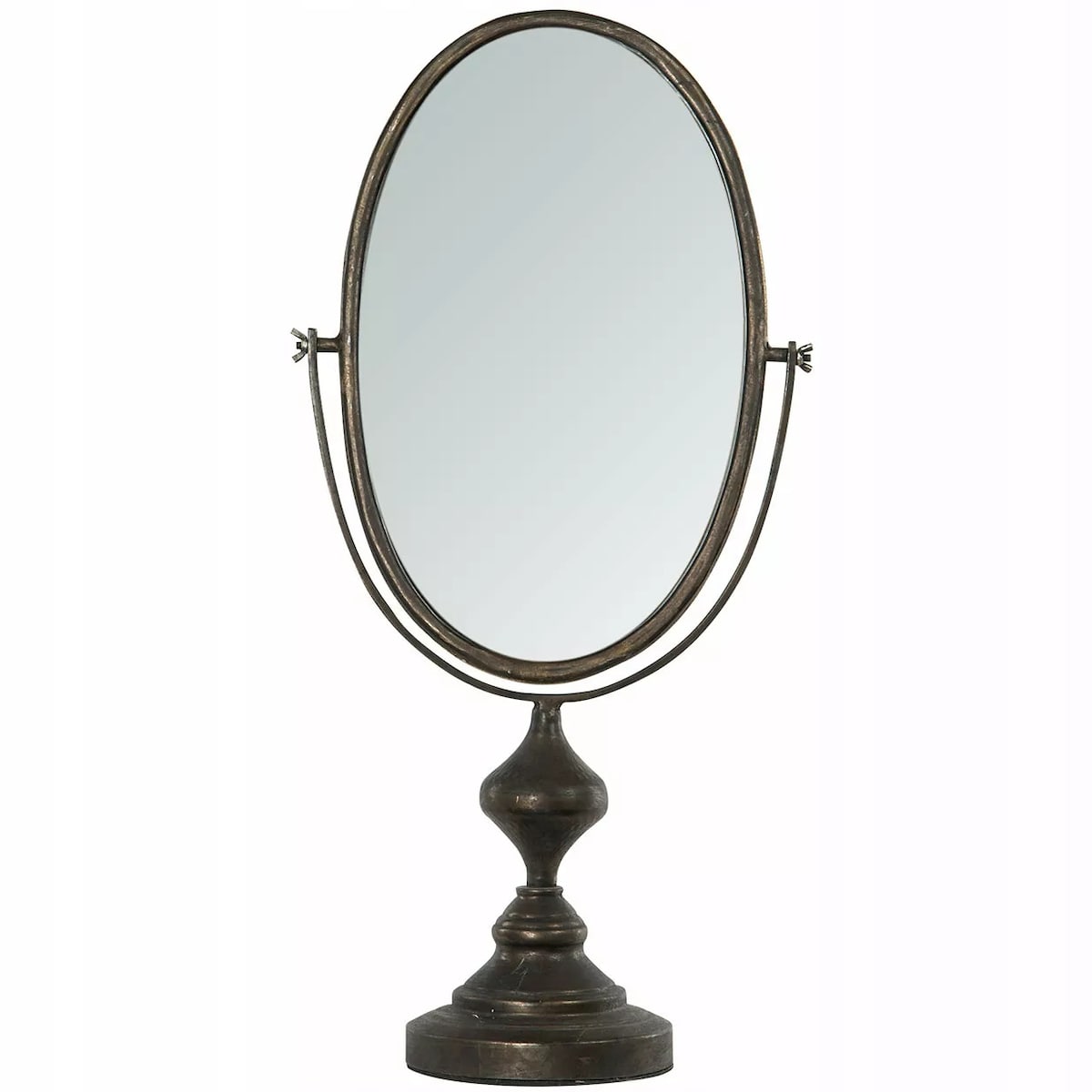 LUSTRO STOJĄCE NA TOALETKĘ DO MAKIJAŻU ZŁOTE RETRO DUŻE 66cm uchylne owalne