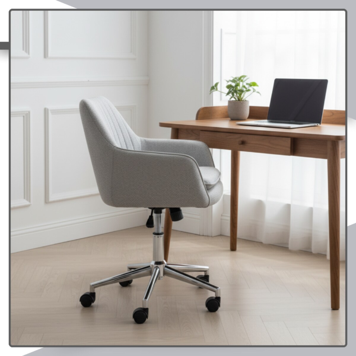 Fotel biurowy obrotowy krzesło biurowe welurowe do biurka regulowany szary