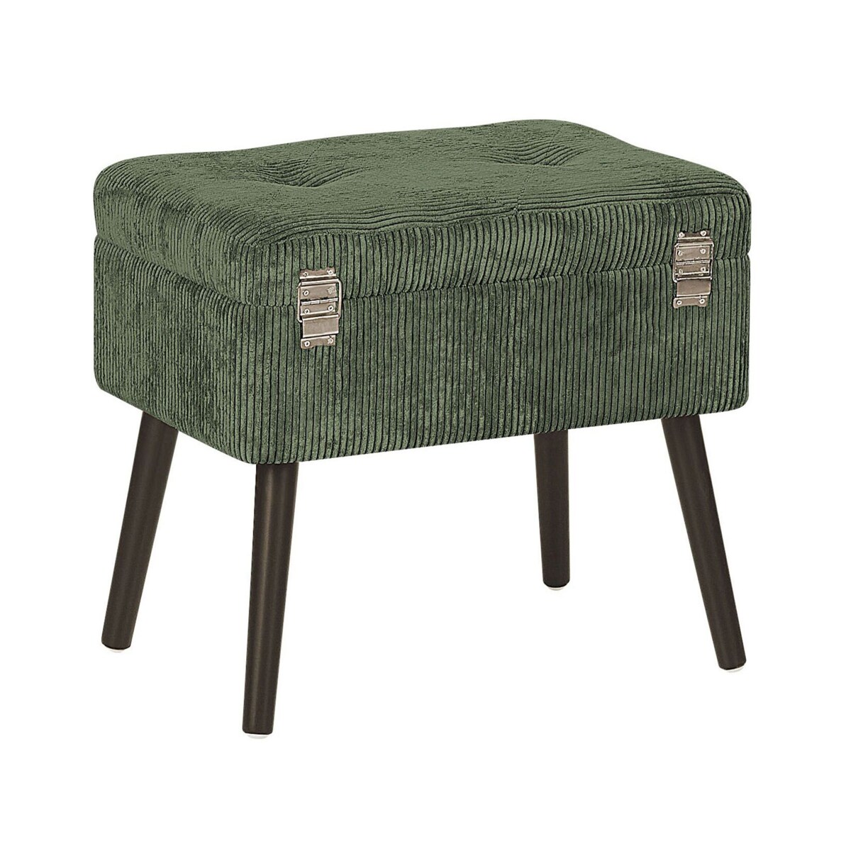 Stołek ze schowkiem sztruksowy zielony MALLARD