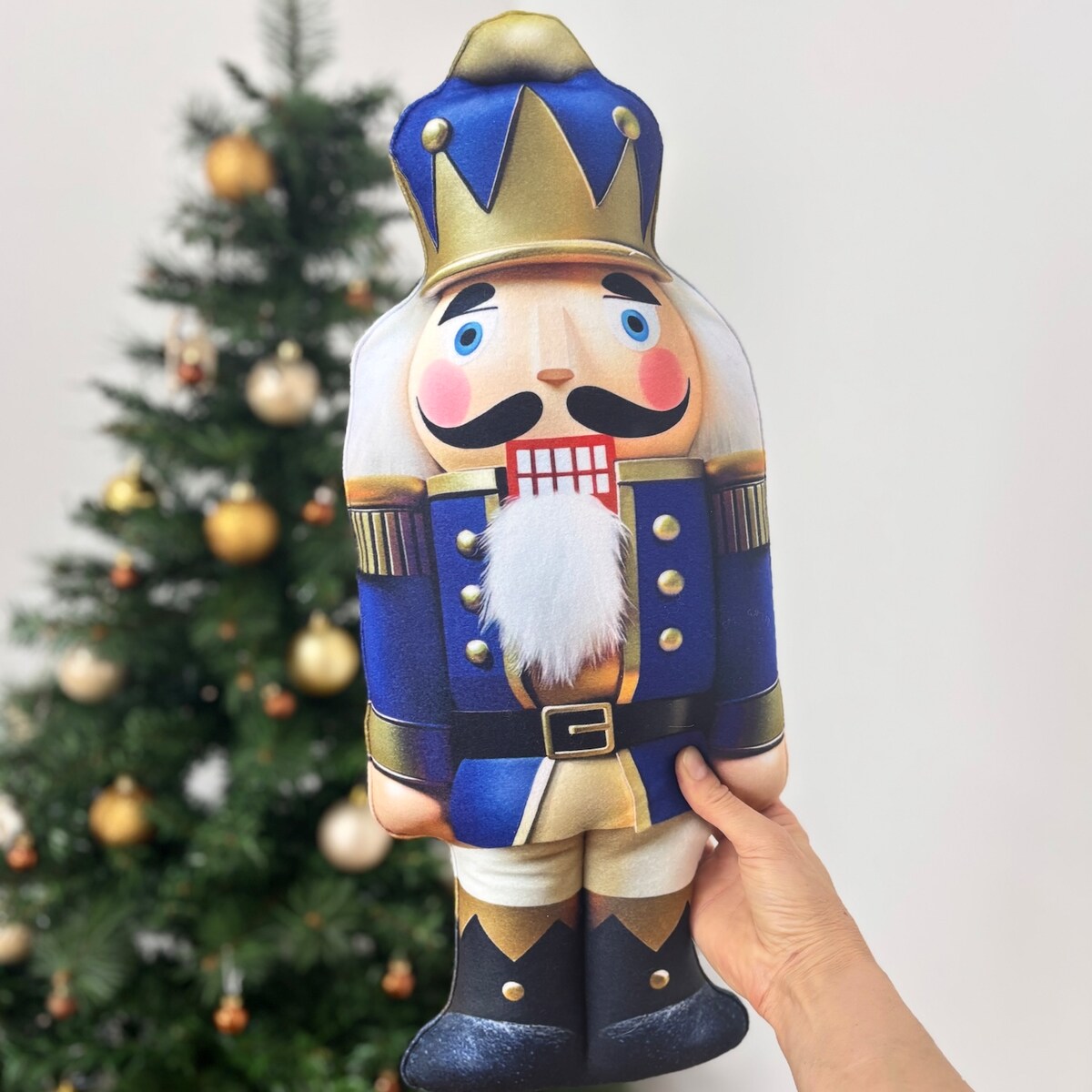 Poduszka świąteczna Dziadek do orzechów niebieski