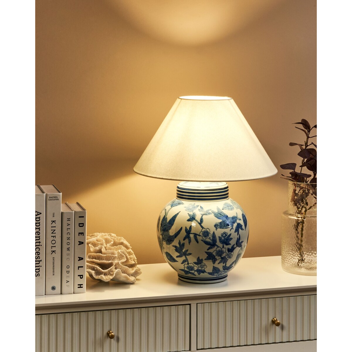 Lampa stołowa ARUNCA Porcelana Biały/ niebieski