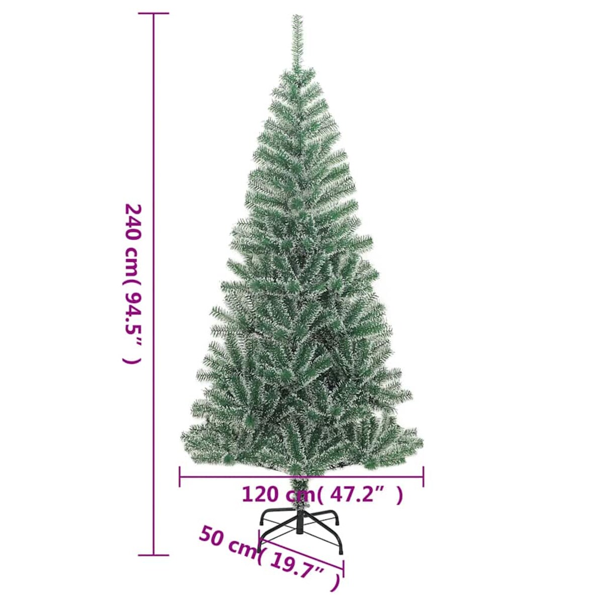 vidaXL Sztuczna choinka z 300 LED, bombkami i śniegiem, 240 cm