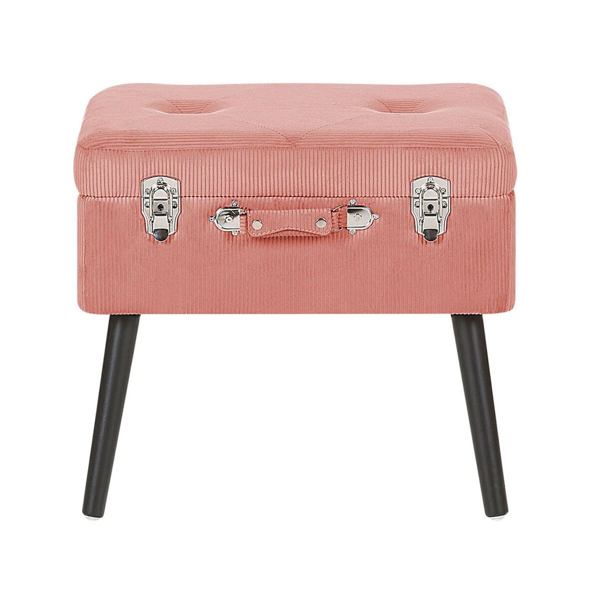 Stołek ze schowkiem sztruksowy różowy MALLARD