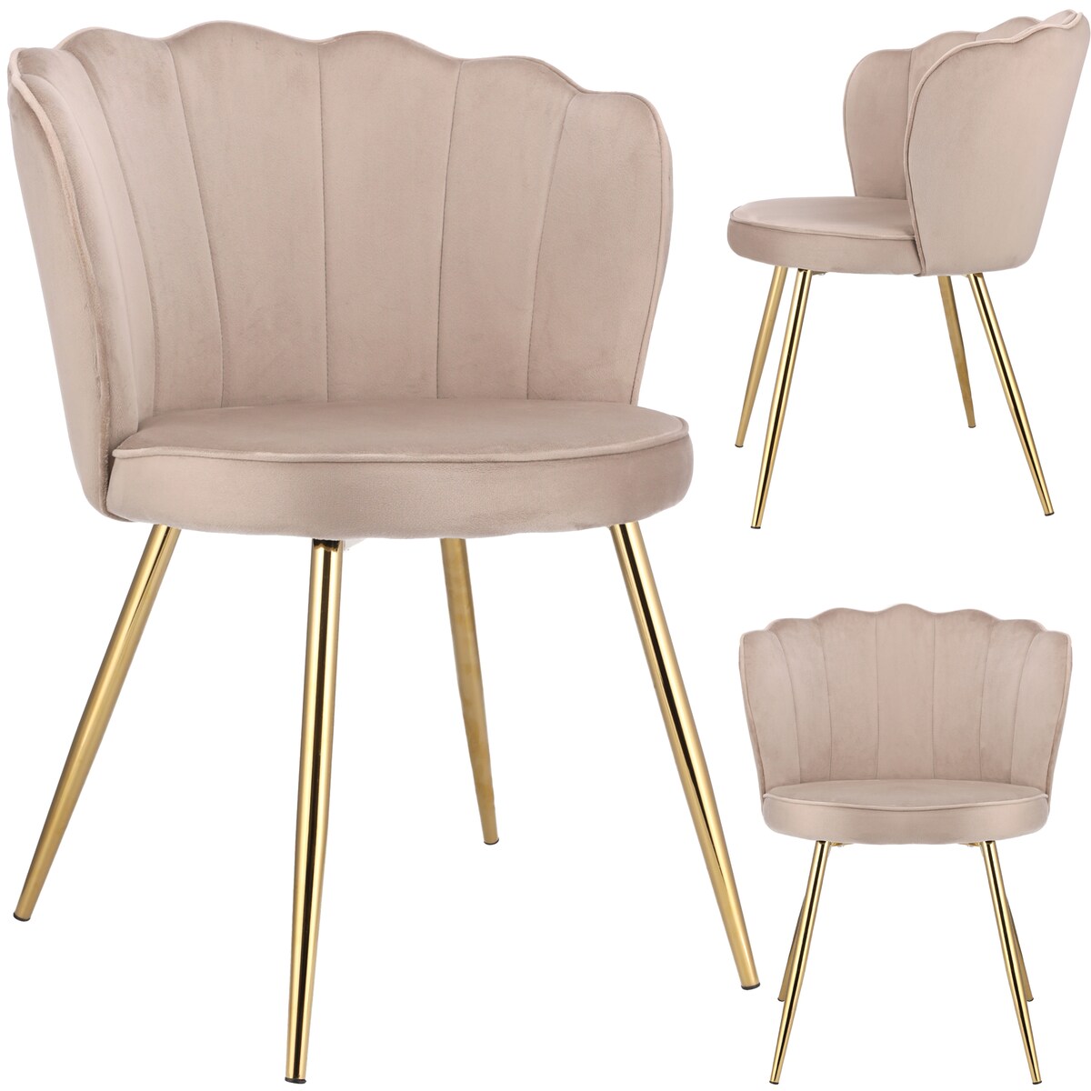 Krzesło welurowe eleganckie FIORE beżowe tapicerowane