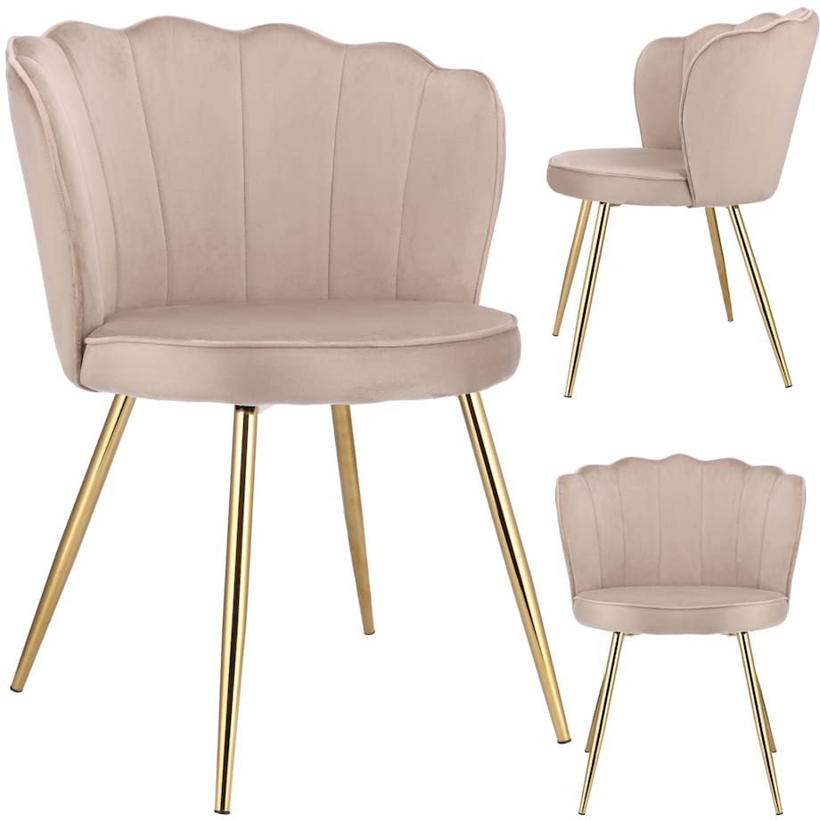 Krzesło welurowe eleganckie FIORE beżowe tapicerowane