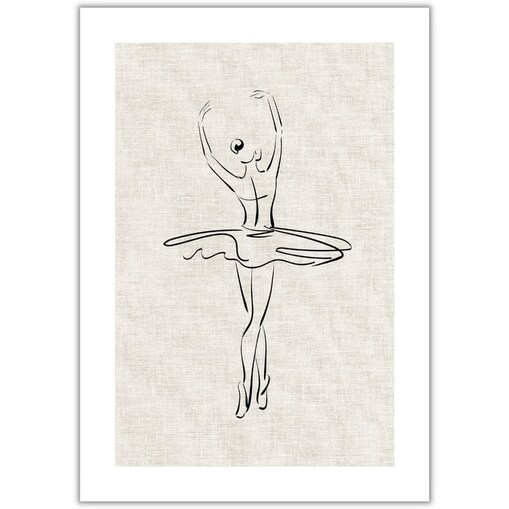 plakat line art baletnica len 30x40 cm