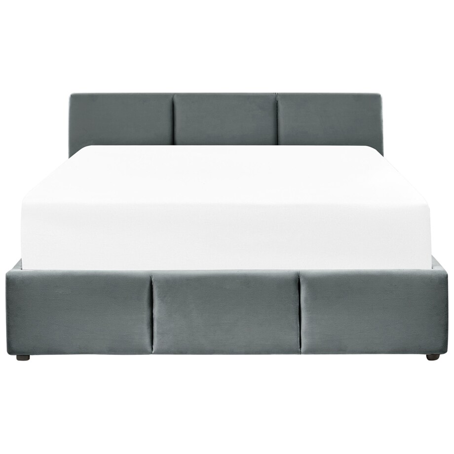 Łóżko z pojemnikiem Welur BOUSSE 160 x 200 cm Ciemnoszary