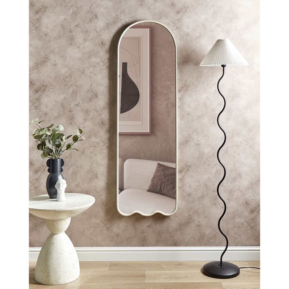 Metalowe lustro ścienne 45 x 145 cm białe BUSSY
