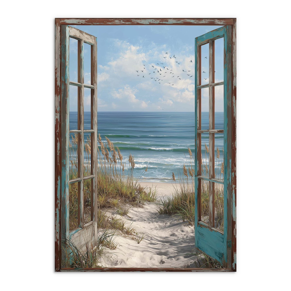 Plakat Obraz na ścianę Dekoracja ścienna do salonu Okno Widok na plażę