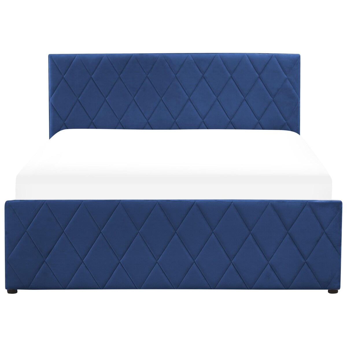 Łóżko z pojemnikiem welurowe 140 x 200 cm niebieskie ROCHEFORT