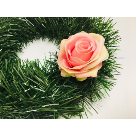 SZTUCZNE KWIATY RÓŻA RÓŻOWO ZIELONA wyrobowa do stroika wiązanki bukietu