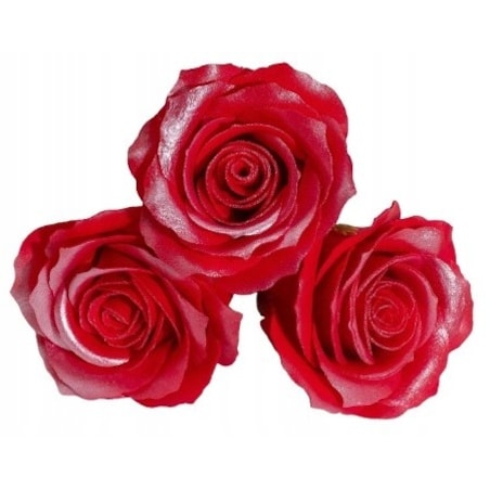 RÓŻA 5 warstwowa Z POŁYSKIEM czerwony KWIATY MYDLANE na bukiet stroik 3szt