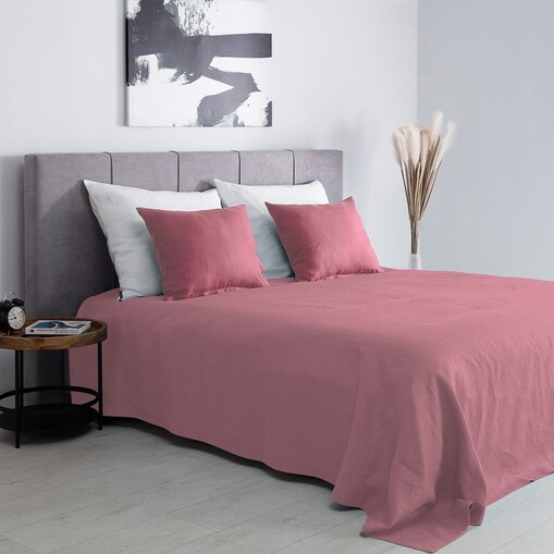 Narzuta na łóżko 260x260 Linen pink 260x260