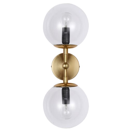Loftowy kinkiet złoty DORADO LP-002/2W Transparent Light Prestige szklane kule balls