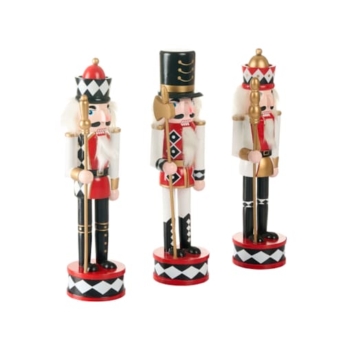 Zestaw 3 figurek dekoracyjnych RICKLEAN Dziadek do orzechów 30 cm Czerwony/ biały
