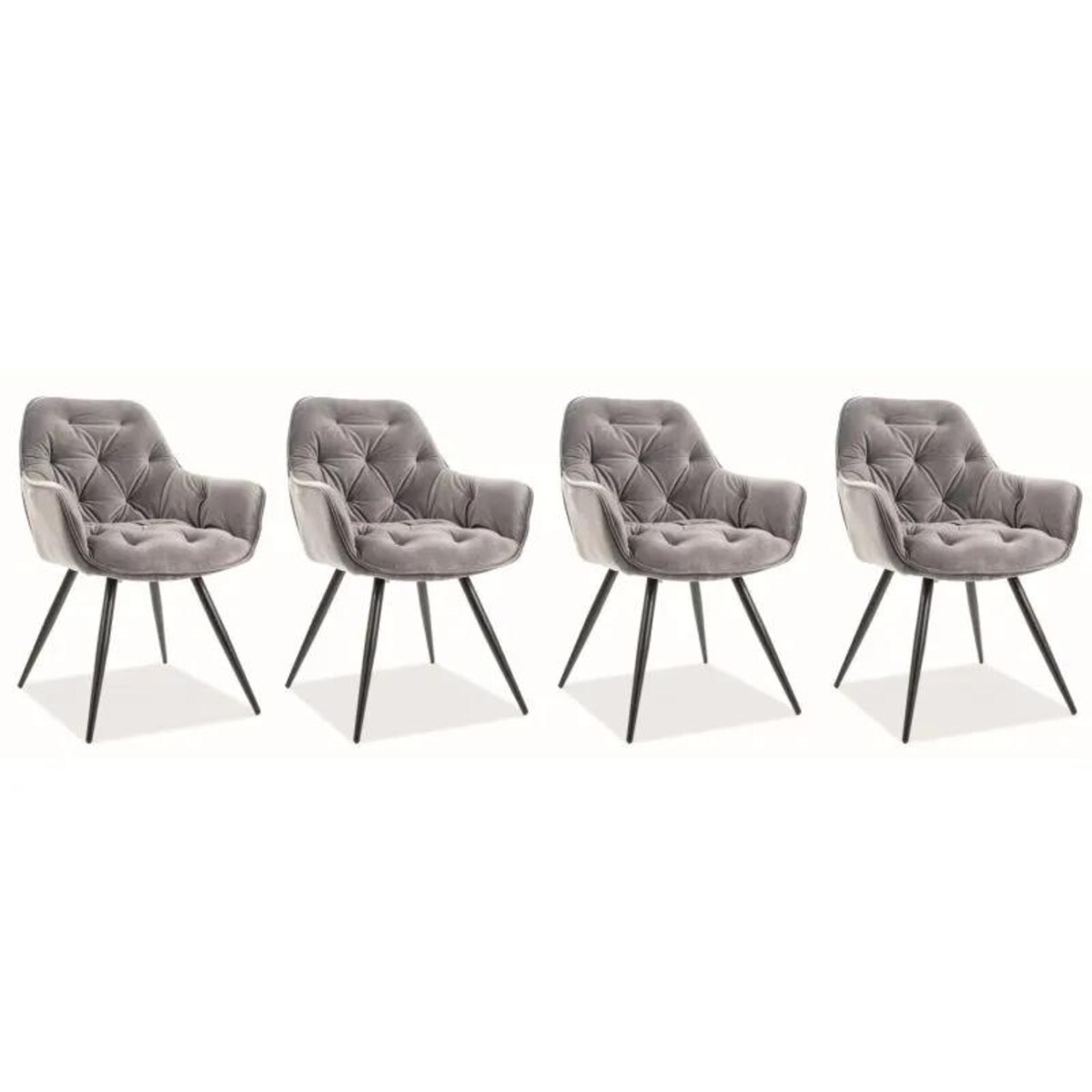 Zestaw krzeseł CHERRY VELVET 4 szt szare