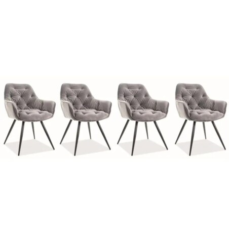 Zestaw krzeseł CHERRY VELVET 4 szt szare