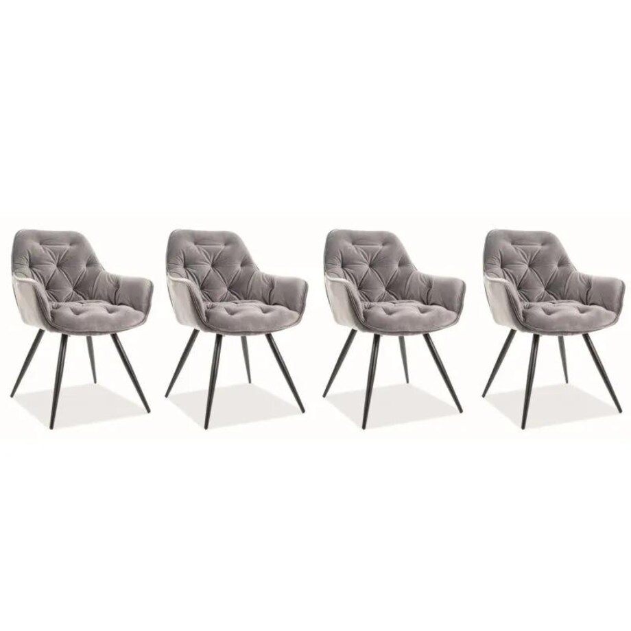 Zestaw krzeseł CHERRY VELVET 4 szt szare