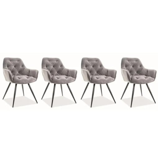 Zestaw krzeseł CHERRY VELVET 4 szt szare