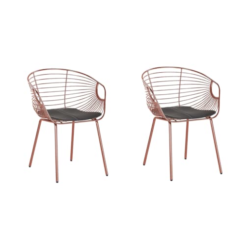 Zestaw 2 metalowych krzeseł do jadalni miedziany HOBACK