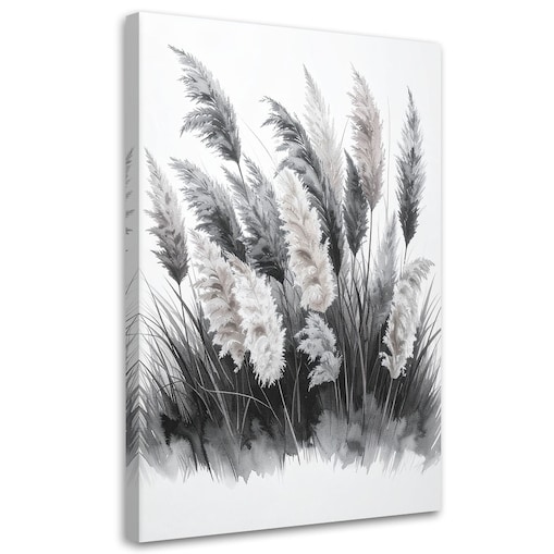 Obraz do salonu sypialni kuchni, Trawy pampasowe czarno białe 40x60