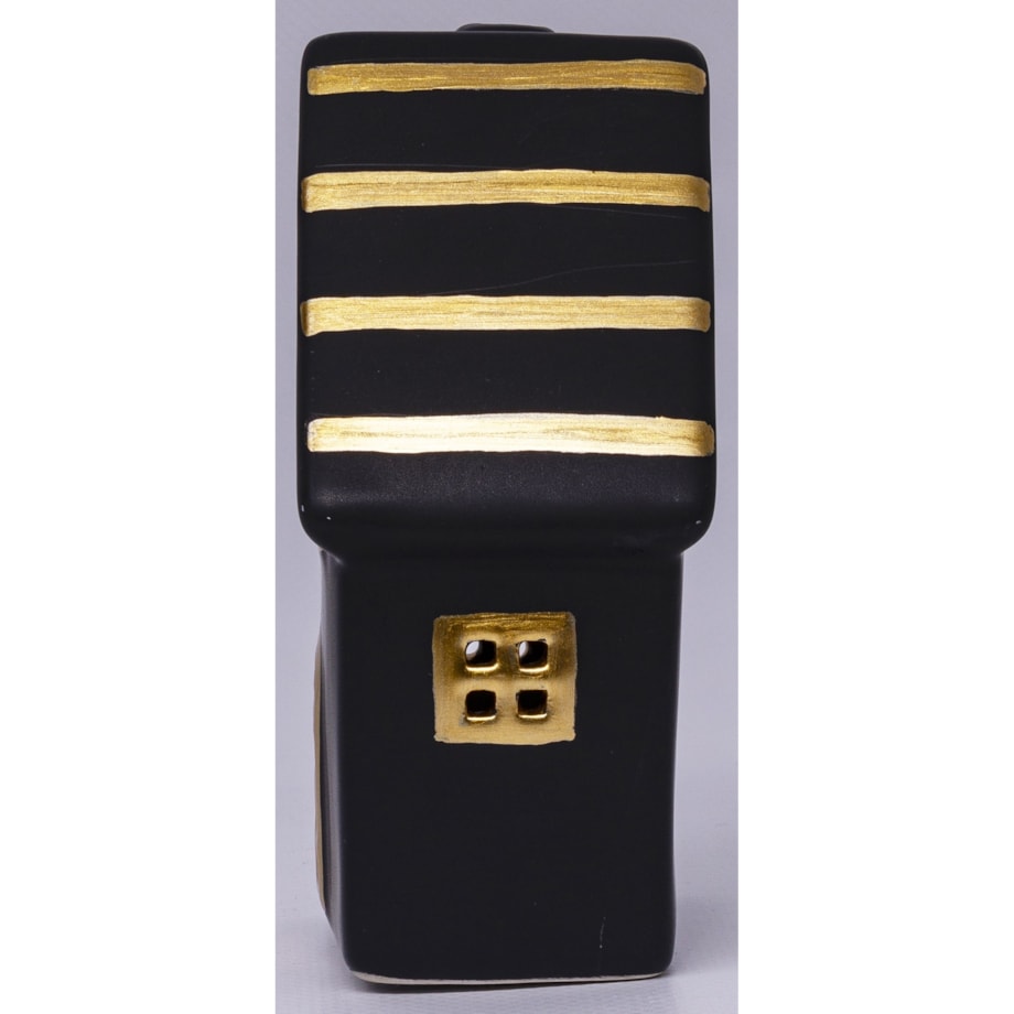 Dolomitowy czarny domek LED 19x12x6,5 cm JOUDA small