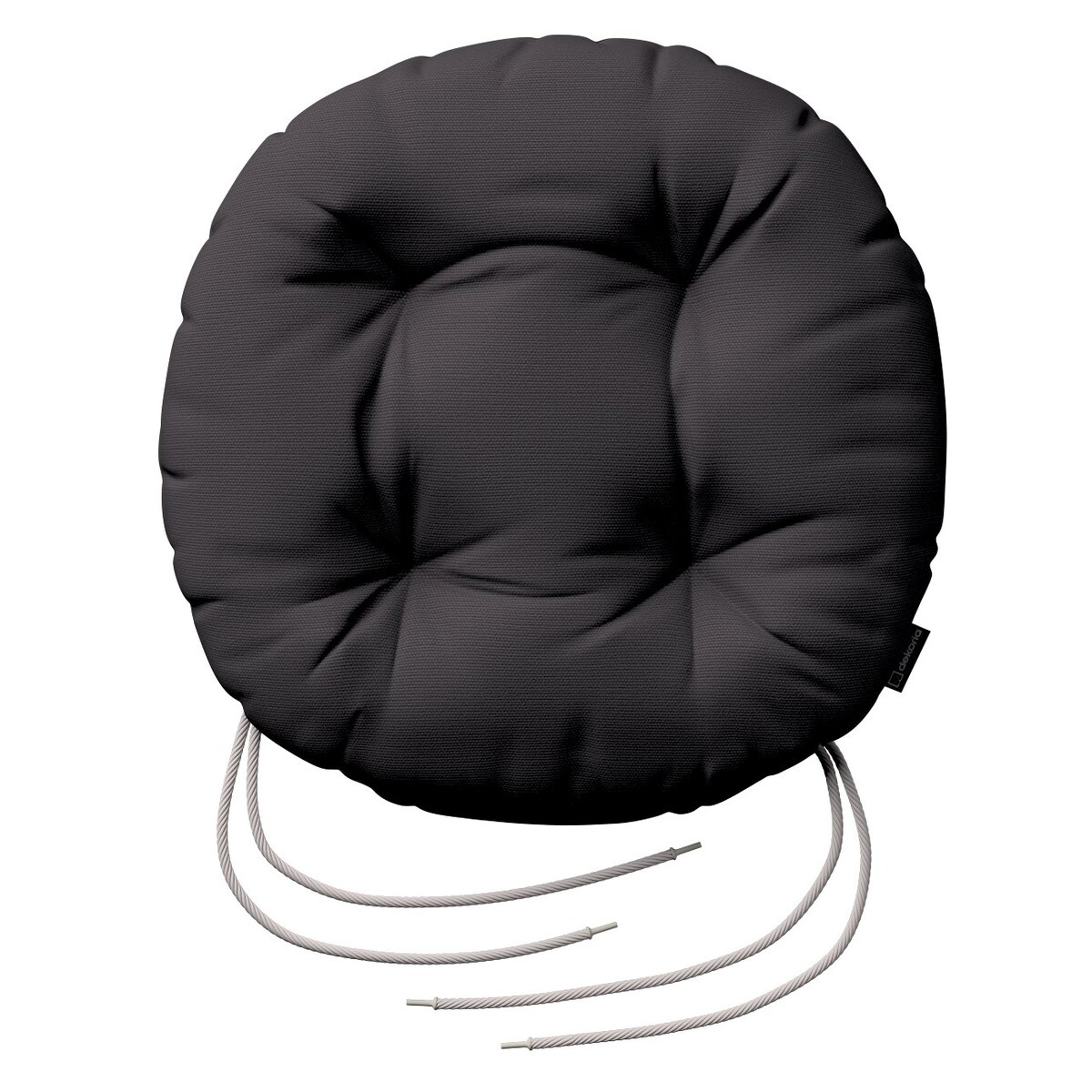 Poduszka na krzesło Adam, Black (czarny), fi 37 x 8 cm, Cotton Panama