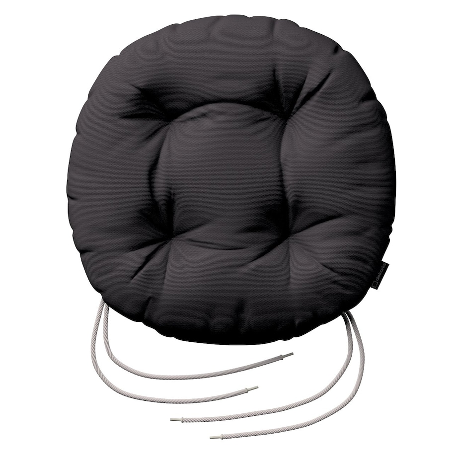 Poduszka na krzesło Adam, Black (czarny), fi 37 x 8 cm, Cotton Panama
