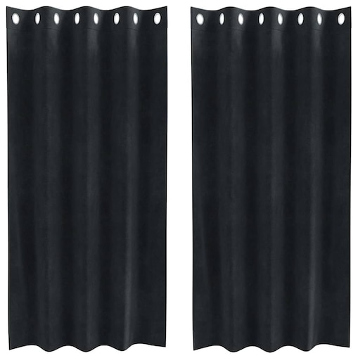 vidaXL Zasłony z zasłonami 2 pcs Czarny 140 x 175 cm Aksamit