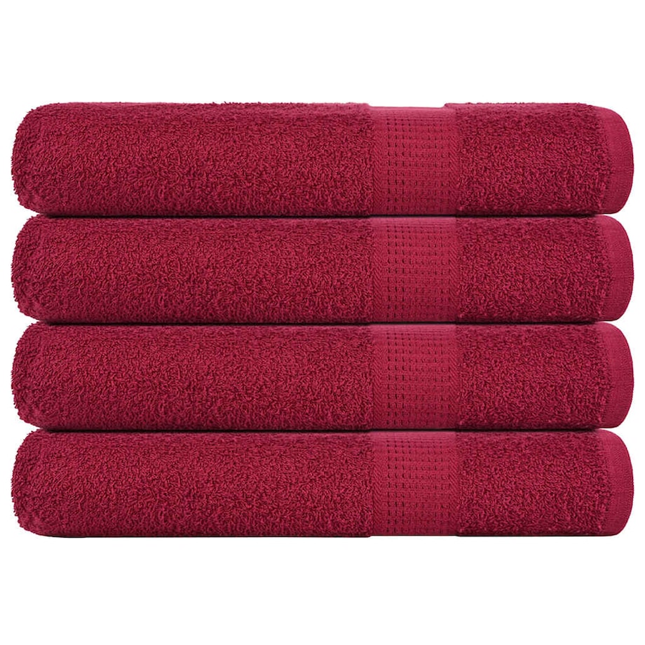 vidaXL Ręczniki, 4 szt., bordowe, 100x200 cm, bawełna 100%