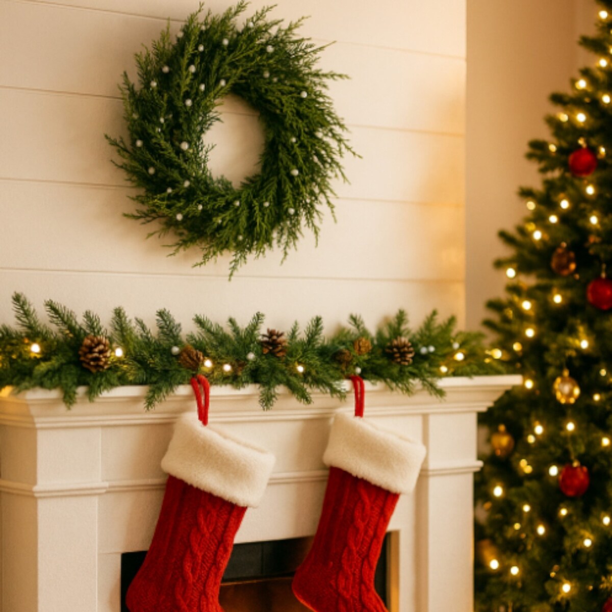 Wianek świąteczny jak żywy ø 38-40 cm TUJA z owocami