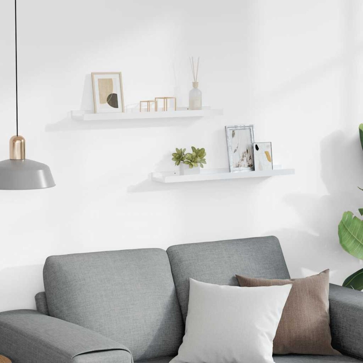 vidaXL Półki ścienne, 2 szt., wysoki połysk, białe, 60x9x3 cm