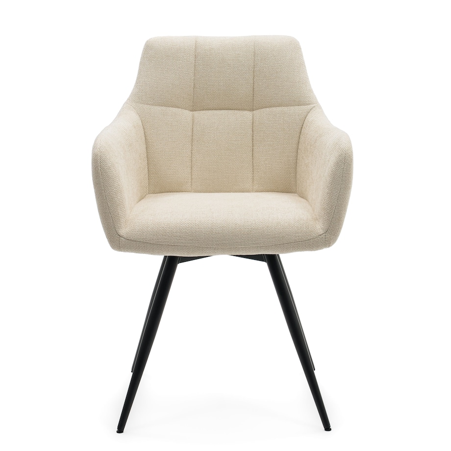 Krzesło tapicerowane obrotowe szenilowe do salonu LUGANO kremowe