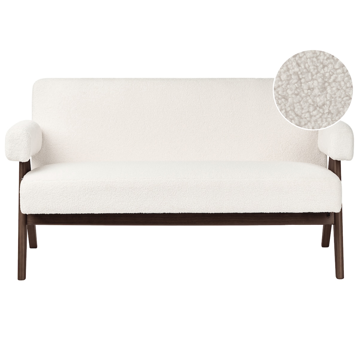 Sofa dla 2 osób TAMRE Boucle Złamana biel/ ciemny brąz