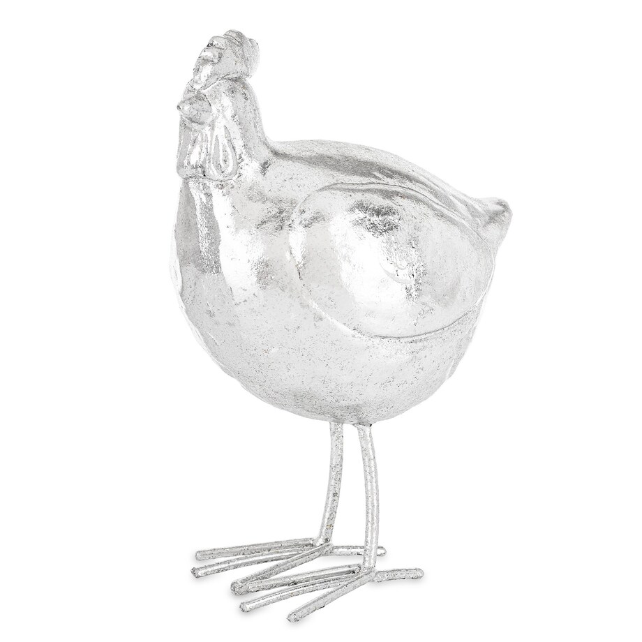 Dekoracja - kura 16x11,5x8 cm srebrna POLLAME