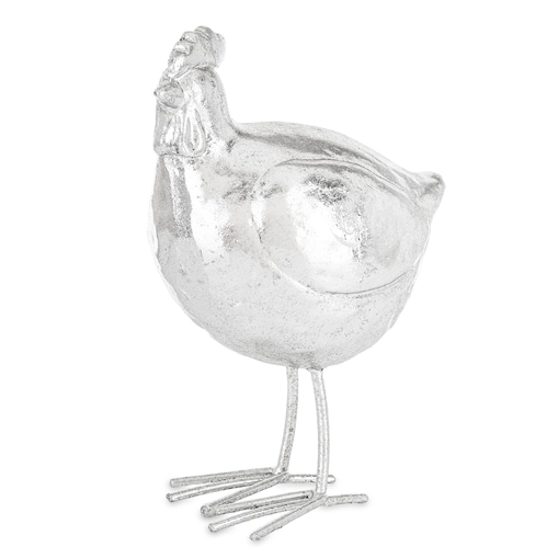 Dekoracja - kura 16x11,5x8 cm srebrna POLLAME