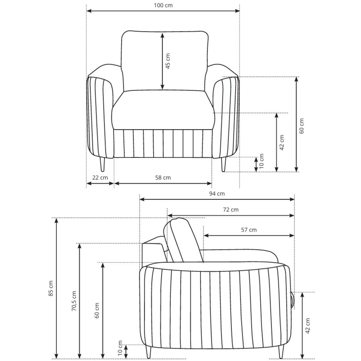 Fotel wypoczynkowy LOREN do salonu z pikowaniami na złotych nóżkach, taupe