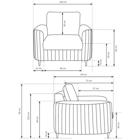 Fotel wypoczynkowy LOREN do salonu z pikowaniami na złotych nóżkach, taupe
